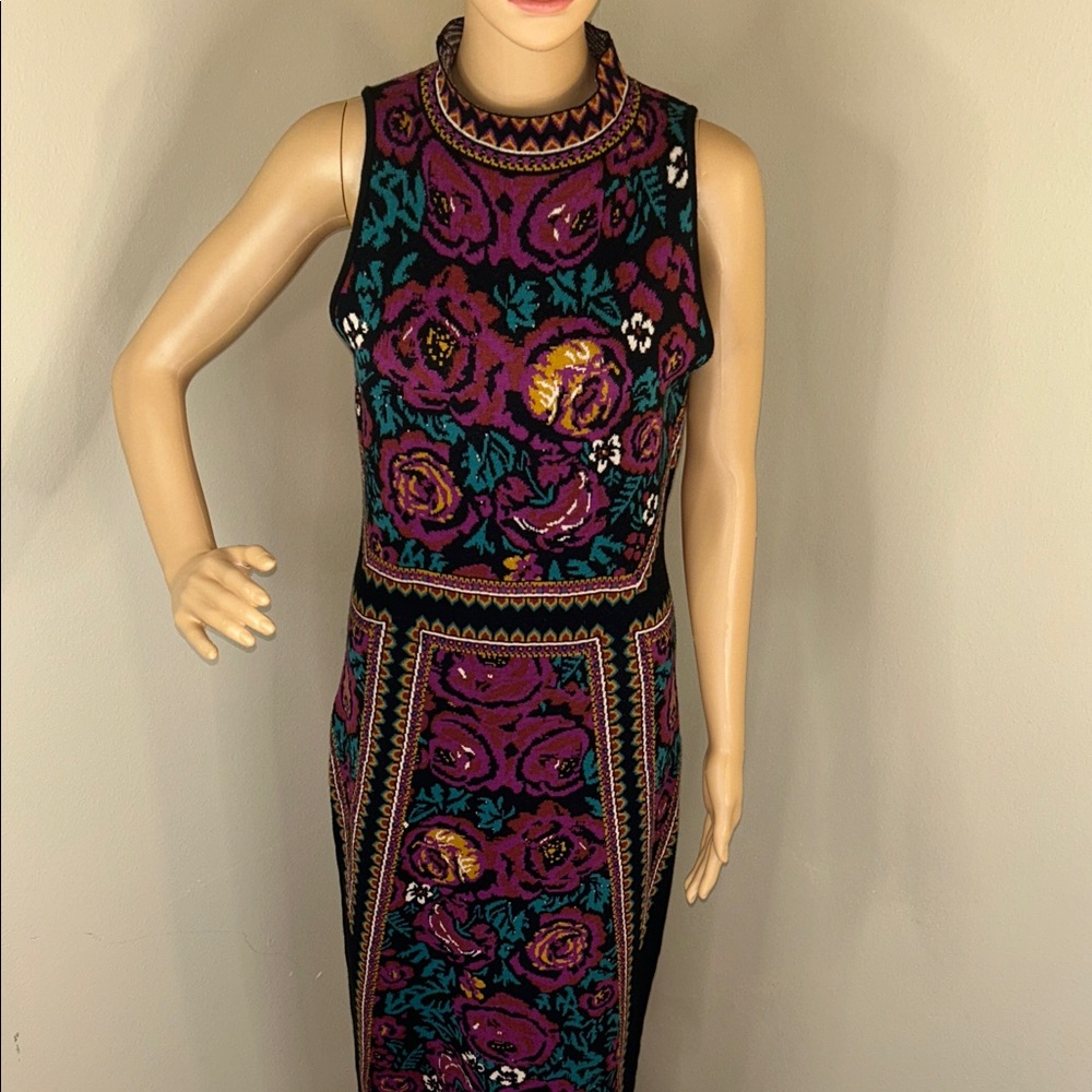 Romeo & Juliet Couture Floral Sleeveless Maxi Dress - Black, Purple, Green